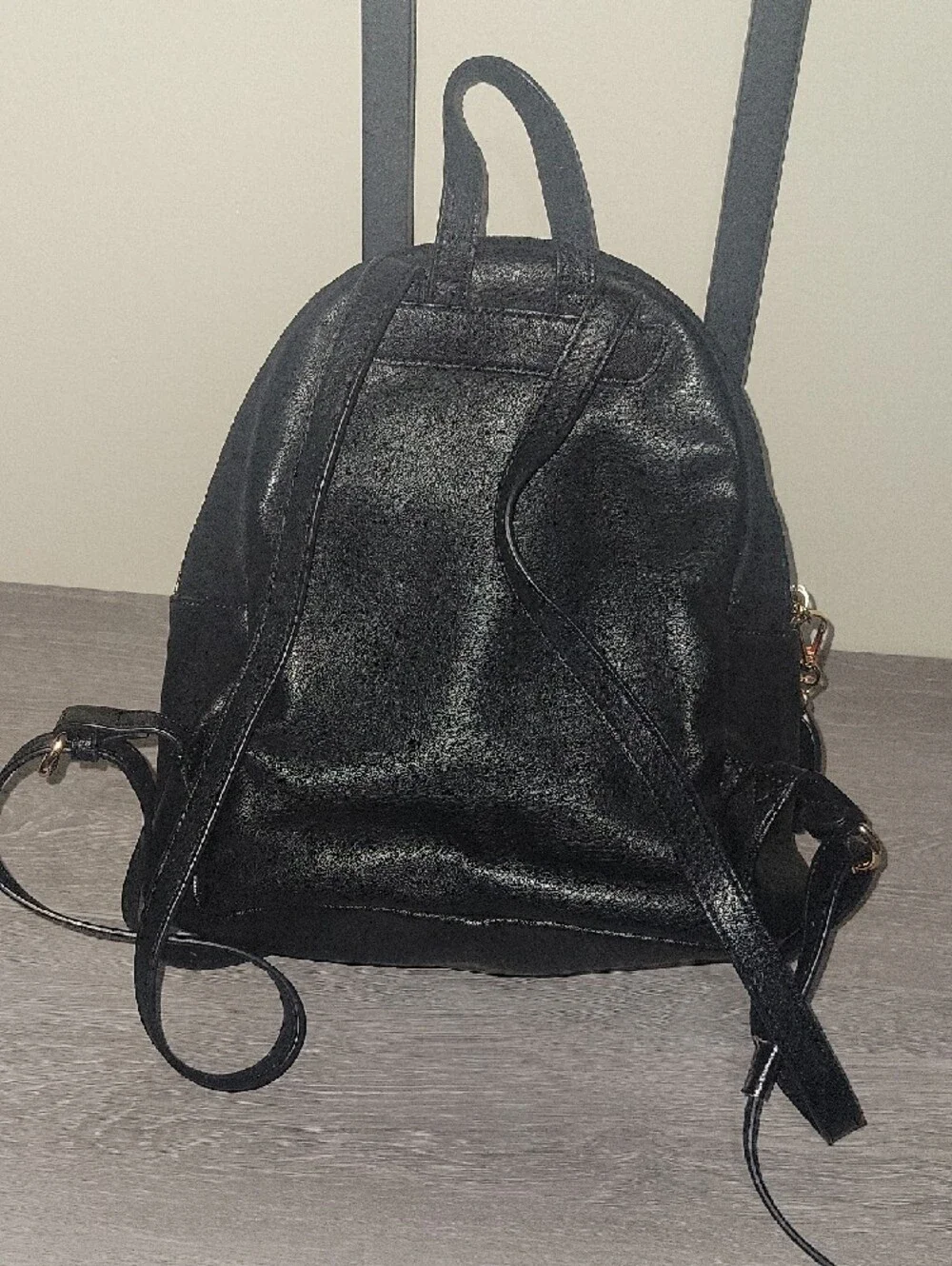 Lauren Conrad Classic Black Faux Leather Backpack with Front Zip Pocket